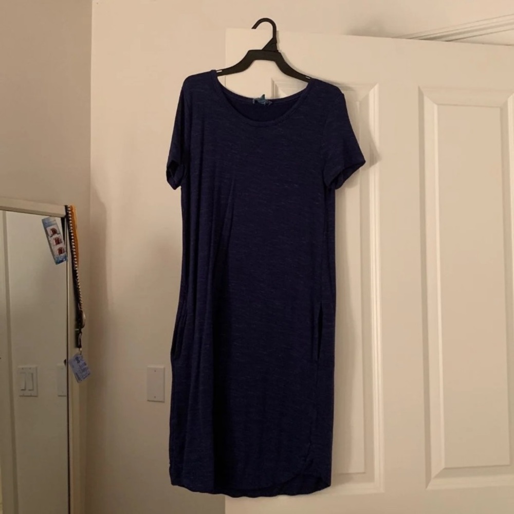 Dark blue casual t shirt dress